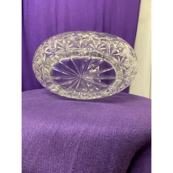 Vintage Lead Crystal Clear Cut Diamond Design Basket - Picture 7 of 15